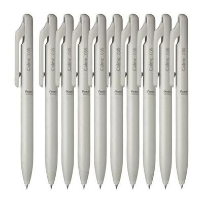 Pentel Oil-Based Ballpoint Pen Calme 0.35mm Gray 10-Pack BXA103N-A(10) Simple, Quiet Design, Fine Writing, Elegant, Gentle, 0.35mm Tip, 10 Pens, Gray