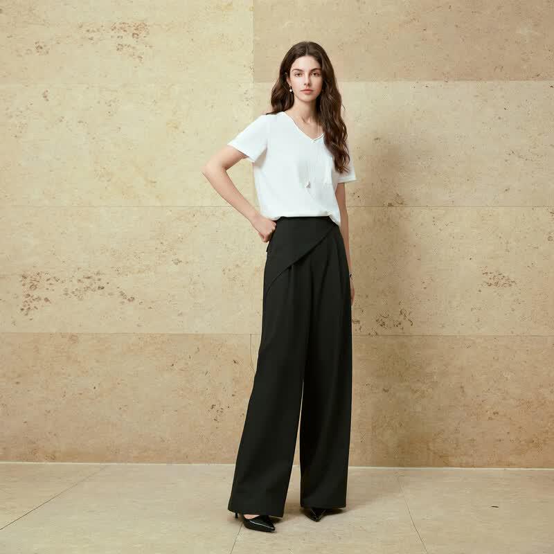 Women's Drapey High-Waist Wide-Leg Suit Pants