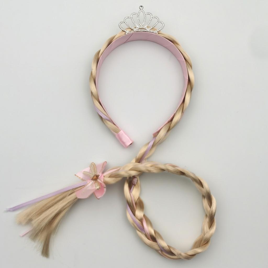 Pearl Crown Headband with Wig Braids & Snowflake Decor for Girls—Princess Style, Perfect for Daily Wear & Holiday Parties
