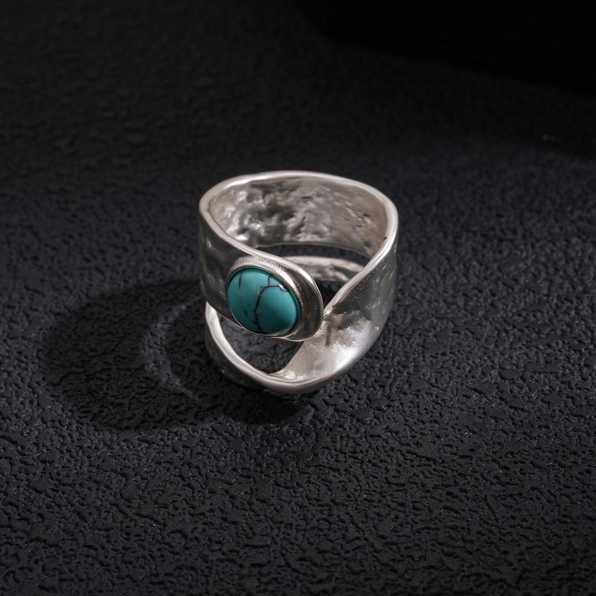 European and American irregular round double-layer open ring cold wind personality simple niche jewelry