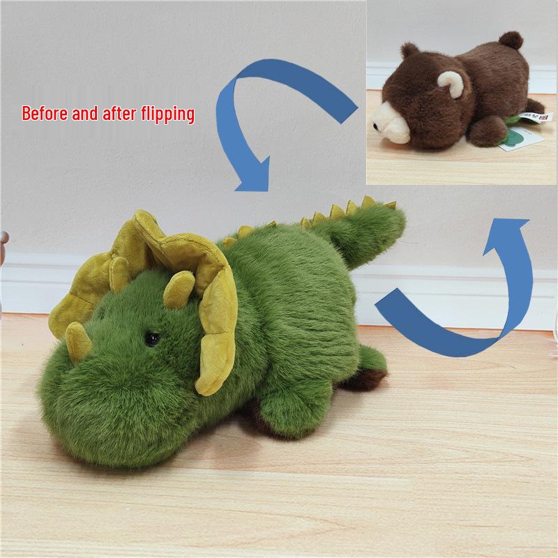 

Reversible Plush Toy: Panda, Koala, Sloth & Dinosaur – Cute, Creative, Soothing Doll Gift. See Color Description