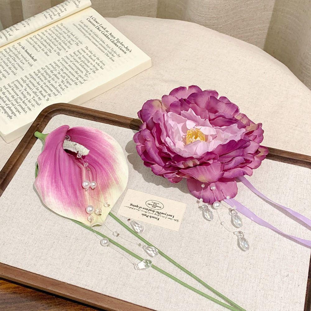 Elegant Floral Clavicle Chain Unique Flower Choker Necklace Zantedeschia Necklaces  For Women Girls