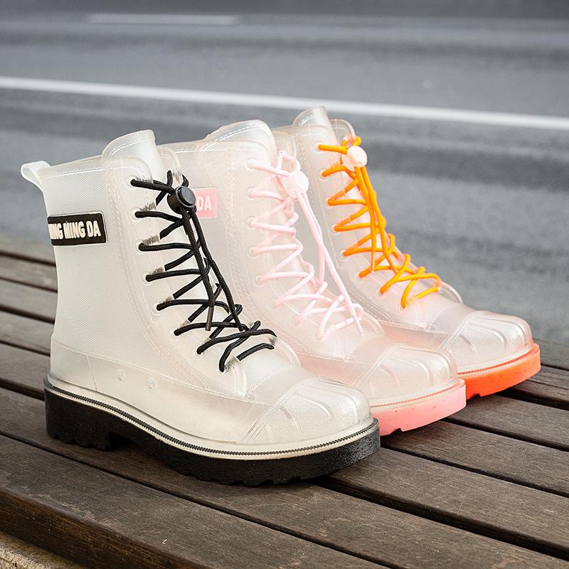 New Jelly Waterproof Shoes Women's Rain Shoes Short Tube Transparent Non-slip Korean Version Fashion Adult