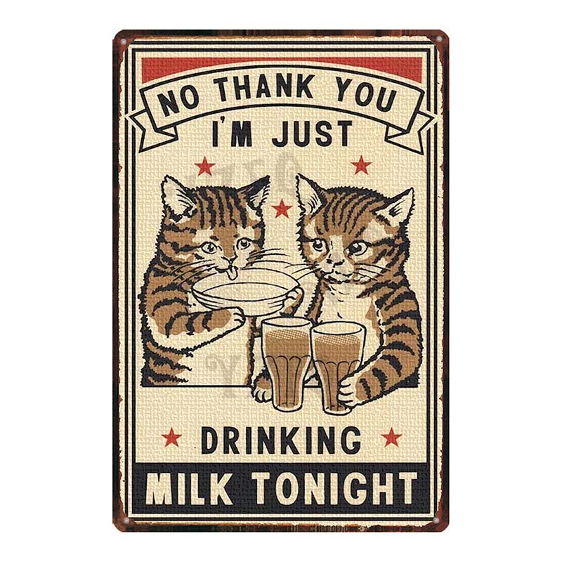 Cat And Dog Diet Funny Picture Metal Tin Signs Plaque Vintage Wall Bar Home Art Pet Shop Decor Customizable 30X20CM DU-7090A