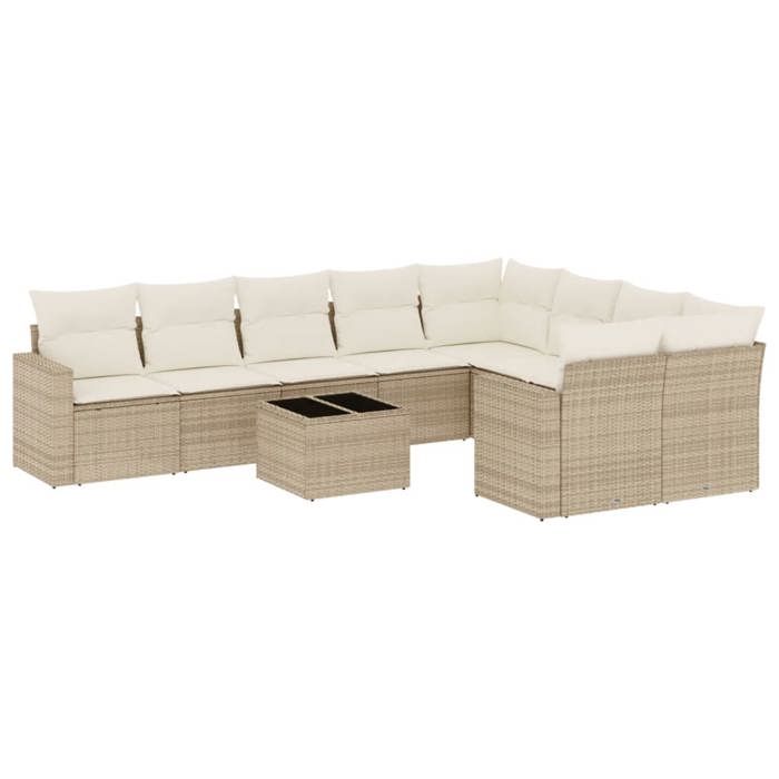 VidaXL Garden Lounge Set with Cushions 10 Pcs, Patio Sofas, Patio Furniture Set, Outdoor Furniture, Beige 3219438