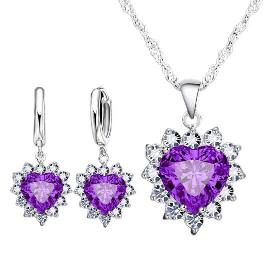 1 Set exquisite herzförmige Damen-Halskette, stilvoller, moderner Legierungs-Ohrring für Mädchen