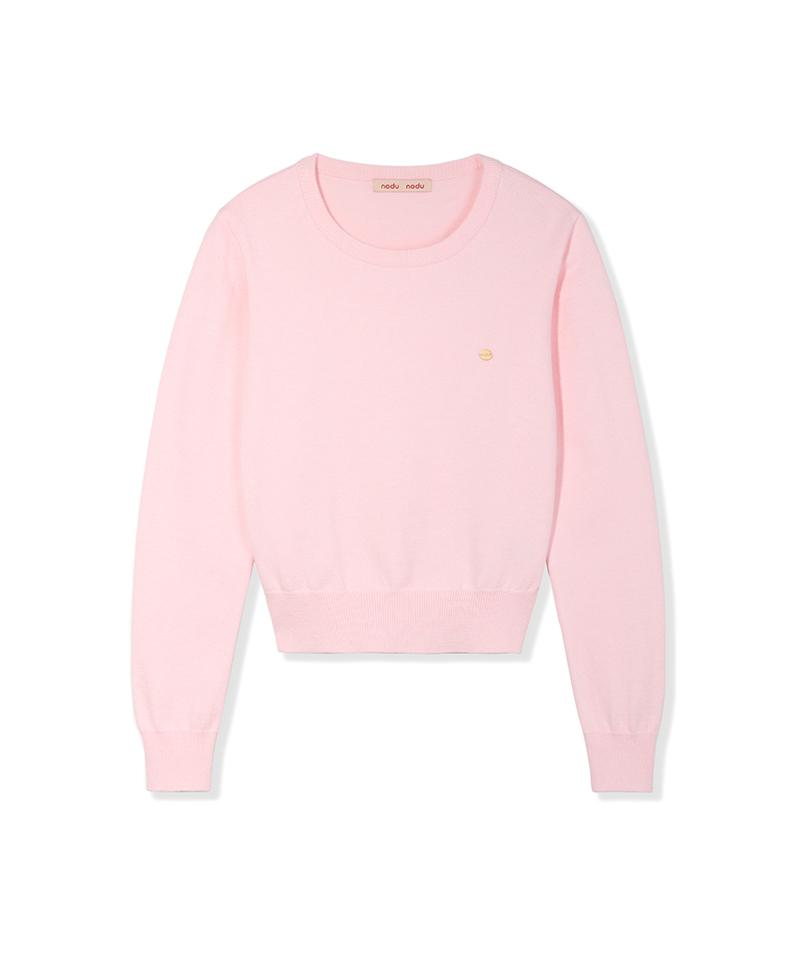 Nodeuyuumeon Basic Crew Neck Round Knit [Pink]