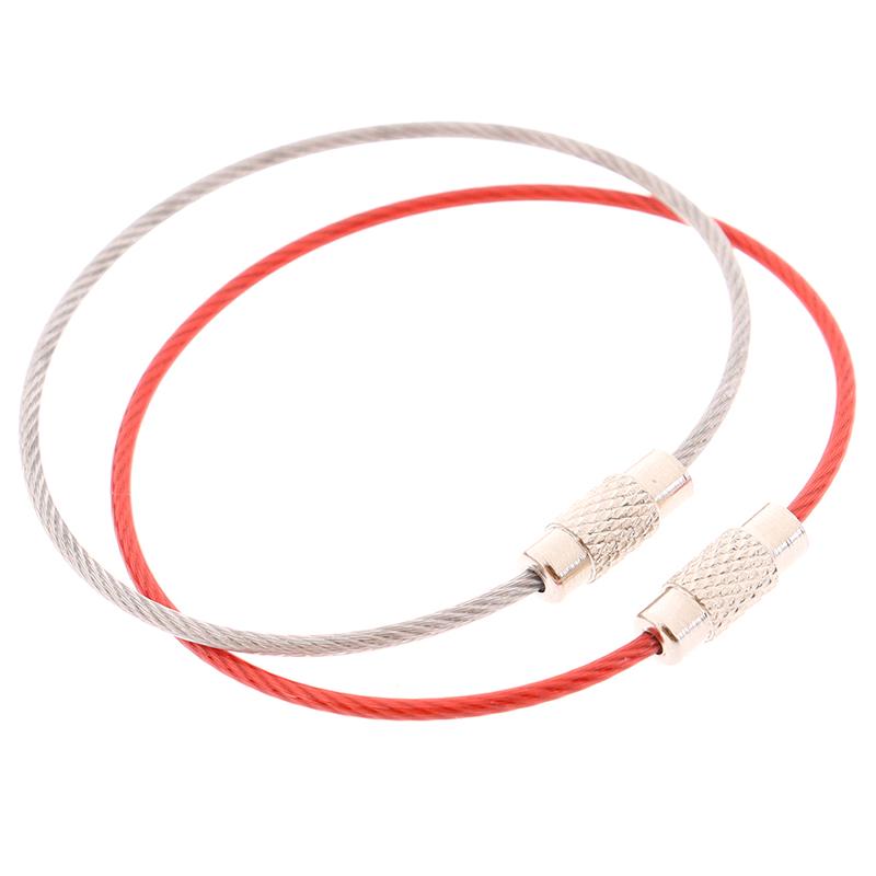 10ks Přívěsek na klíče z nerezové oceli Lanko Drát Kabelová smyčka Šroubovací zámek Zámek Gadget Ring