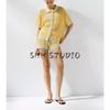 Simple Knitting Polo Collar Short Sleeve Jacket 3920260 Knitted High Waist Casual Shorts 3920261
