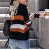 Women's Long Sleeve  Striped Color Block Casual Loose Knitted Pullover