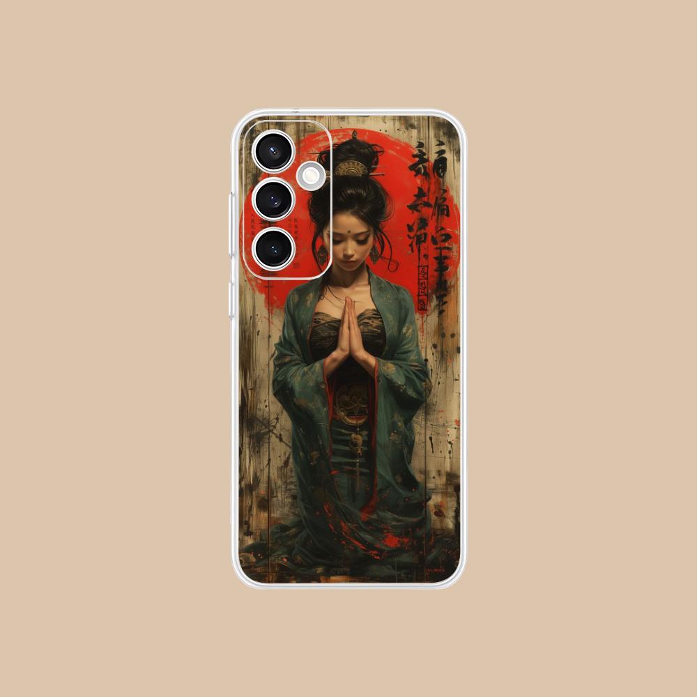 Retro Tattoo Girl Mobile Phone Case for Samsung Galaxy S25 S24 S23 S22 S21Plus FE Ultra Clear Colorful Cover Pretty Smartphone