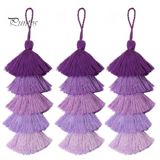 

3 шт. кулон с кисточками, кисточки ручной работы со шнурком, 5-уровневый градиент, красочные подвески с кисточками для сумок, костюмов, брелок фиолетовый