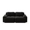 Modulares Sofas ohne Armlehnen, Modernes Wohnzimmersofa mit tiefer Sitzfläche, Bequemes Cord-Wolkensofa, Zweisitzer Kleines Sofa, Schlafsofa, Schwarz