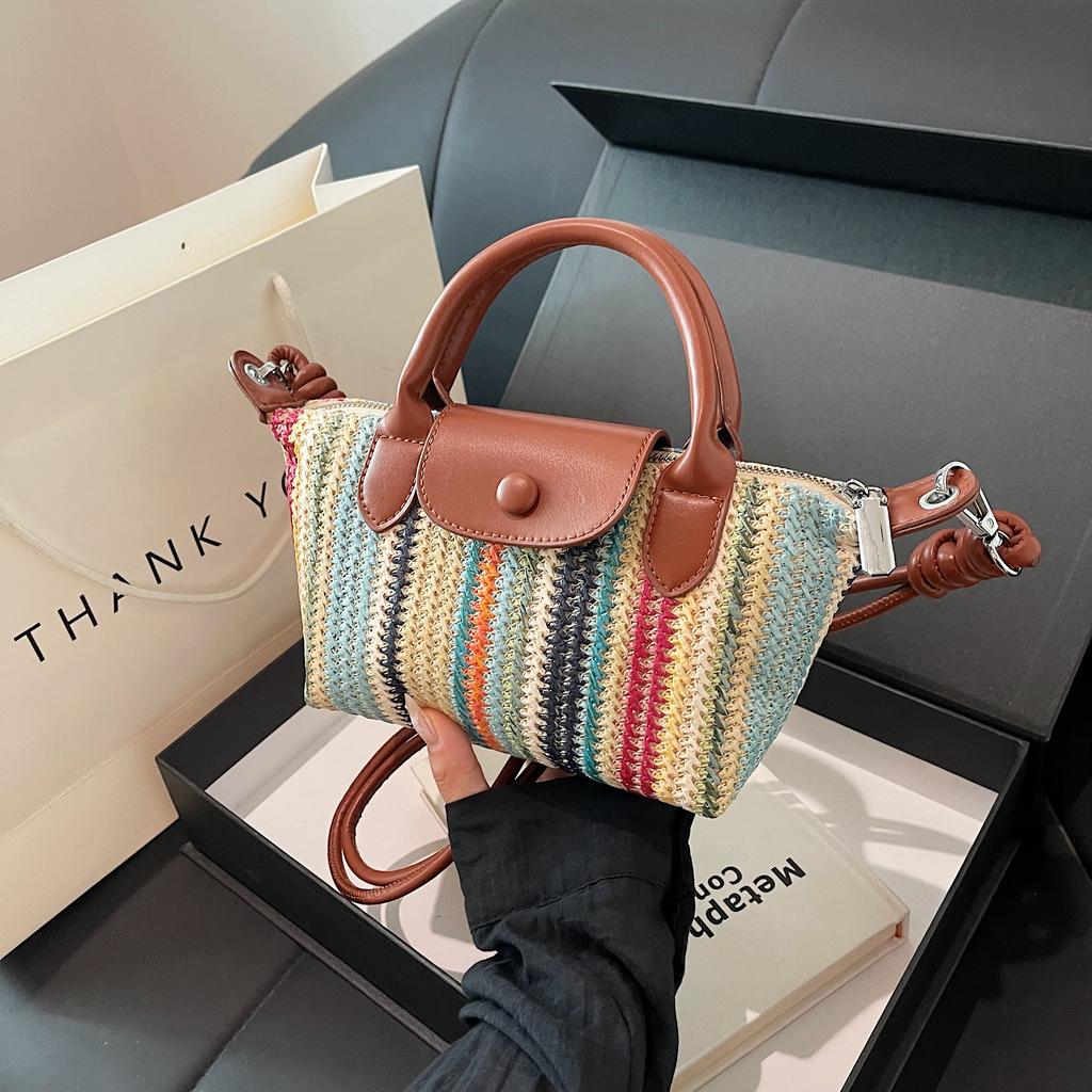 Straw Bag Women  New Summer Braided Small Handbag Fashion Everything Single Shoulder Cross-body Basket Bag