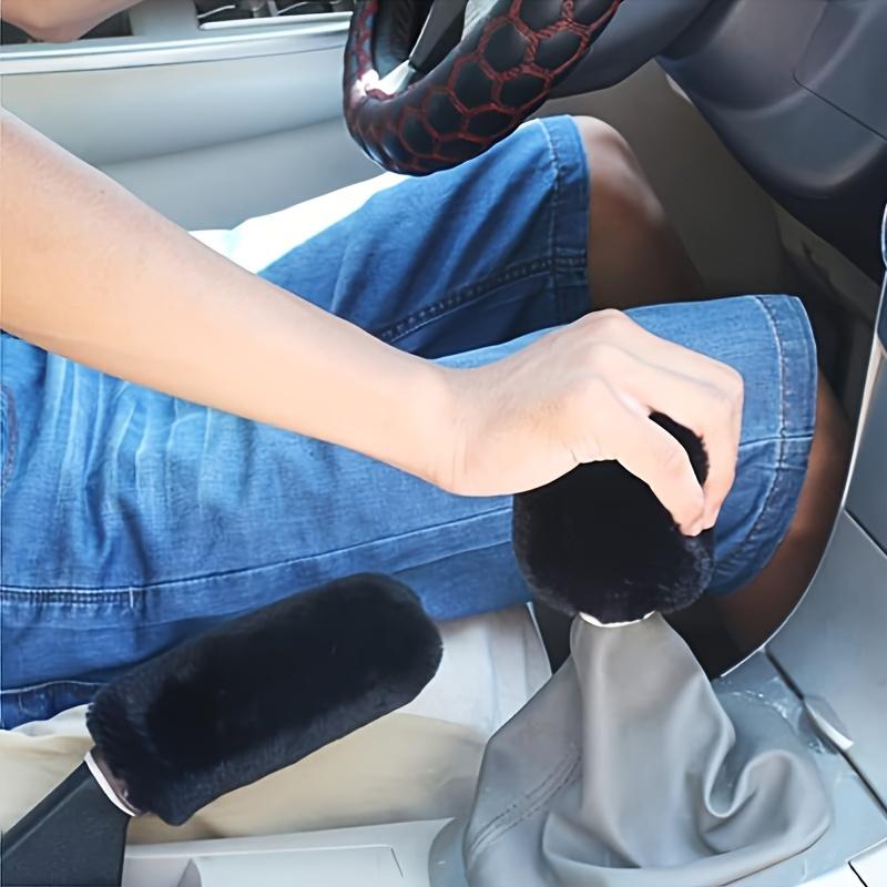 2pcs Car Handbrake Cover & Gear Lever Cover - Plush Winter Insulation, Car Interior Decoration - for Winter Use - Suitable for Car Owners