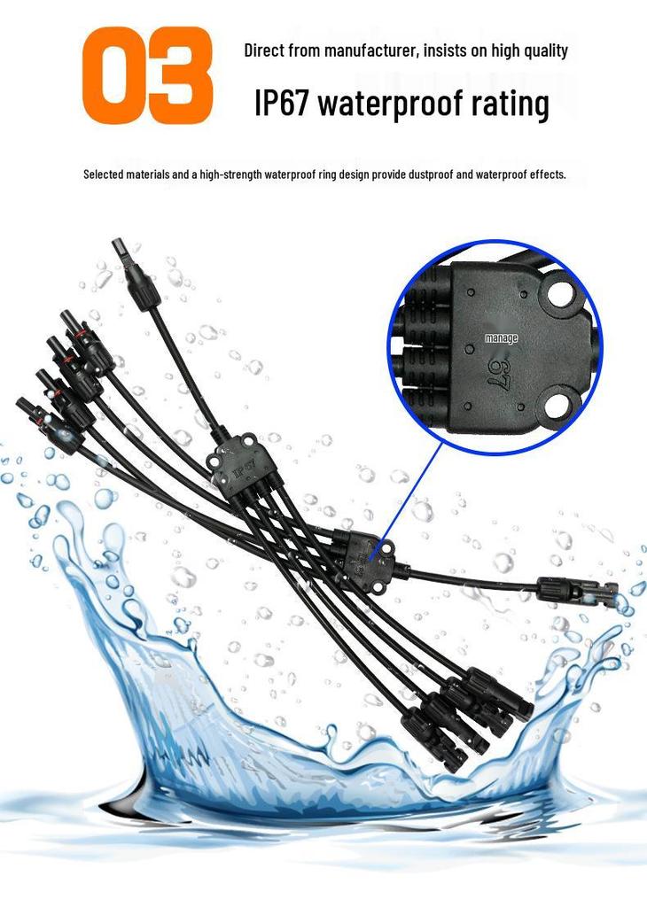 MC4Y Waterproof Solar Panel 4/5-Way Connector Plug