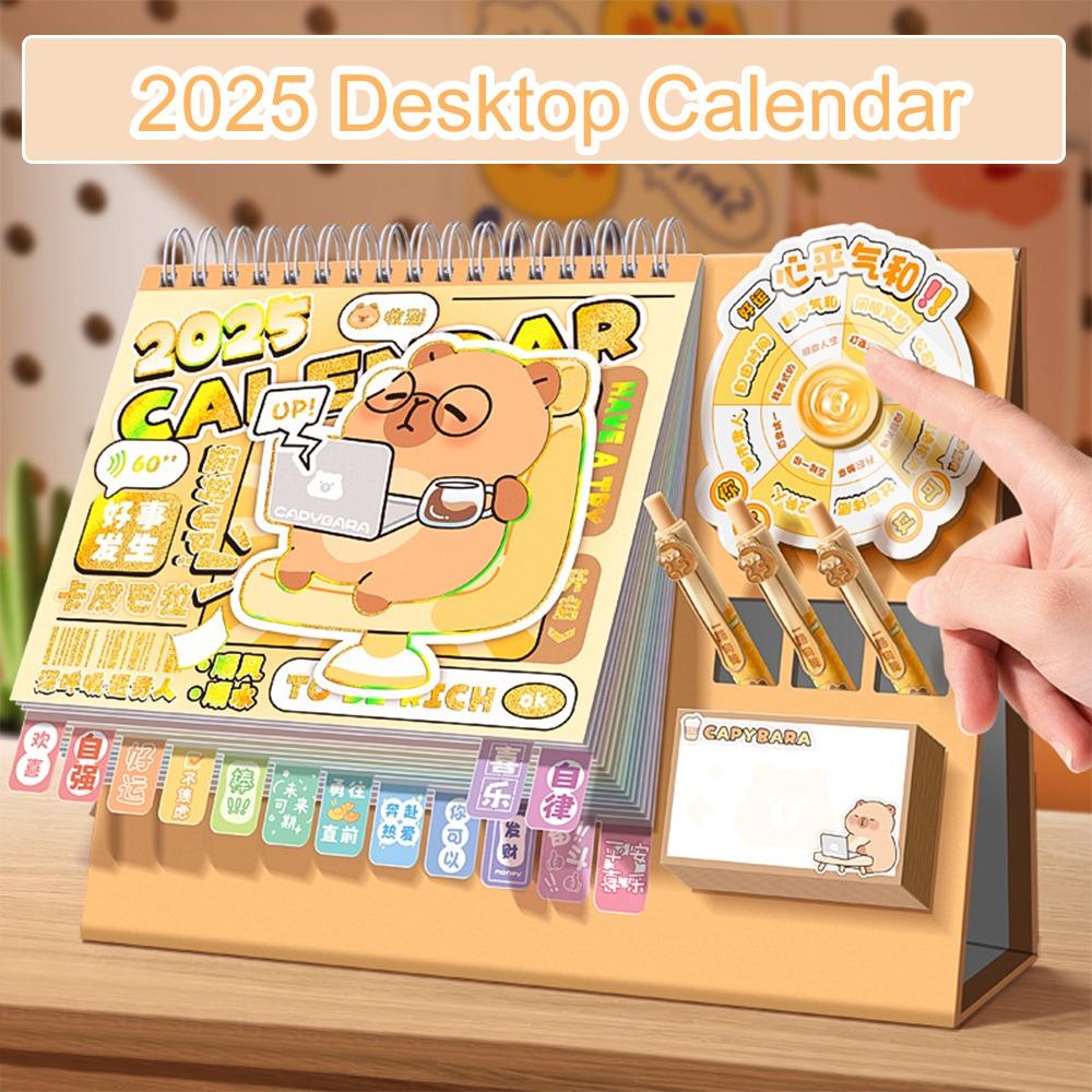 Funny Capybara 2025 Calendar To Do List Agenda Organizer Planner Wheel Desktop Calendar  Decor