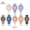 Naviforce Original Calendar Watch for Women Quartz Movement Round Dial Luminous Hands Waterproof Silicone Strap Lady Light Watch NF6111