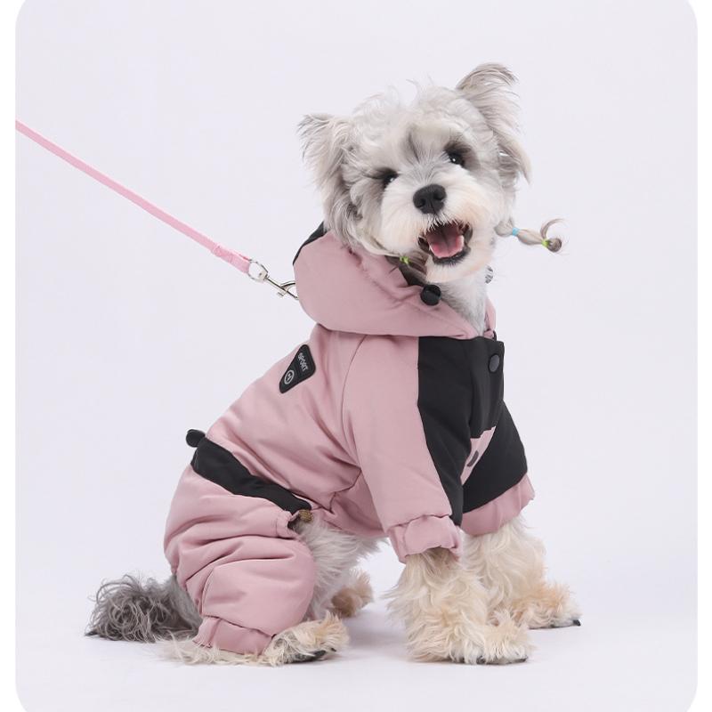 Autumn and Winter New Pet Dog Dog Clothes Teddy Than Bear Puppy Outdoor Four-legged Cotton-padded Clothes Warm Cotton-padded Clothes Hooded Sweater