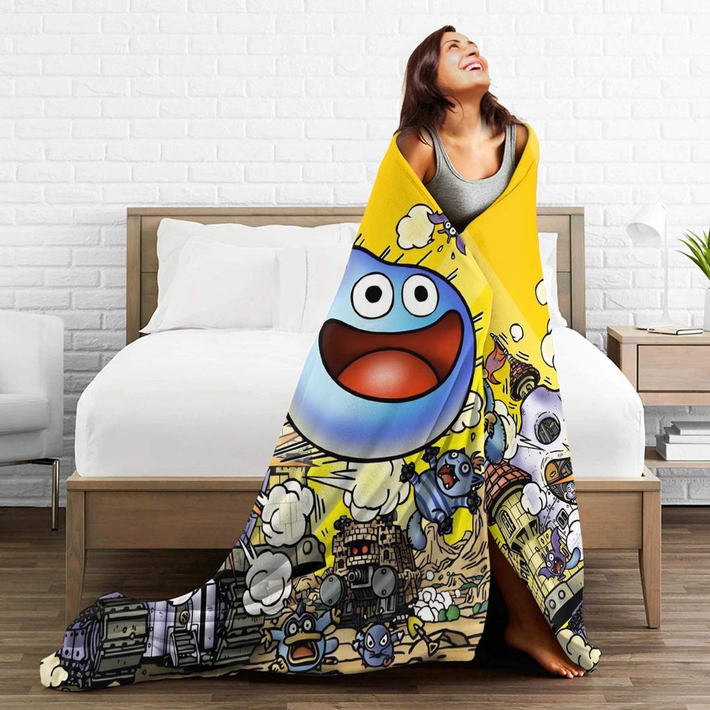 D-Dragon Quest Slimes Blanket  Warm Soft Novelty Plush Throw Blanket For Students Couch Bed Flannel Bedspread Bed Cover