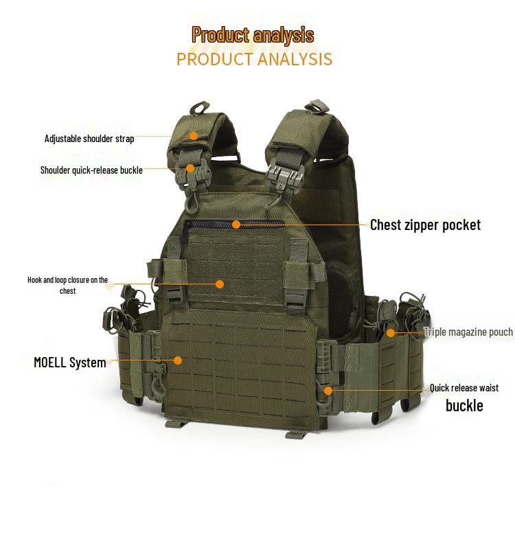 Taktische Schnelllöseweste für den Außenbereich, Multifunktional, MOLLE, Wasserdicht und Verschleißfest, Ideal für das Militärtraining.