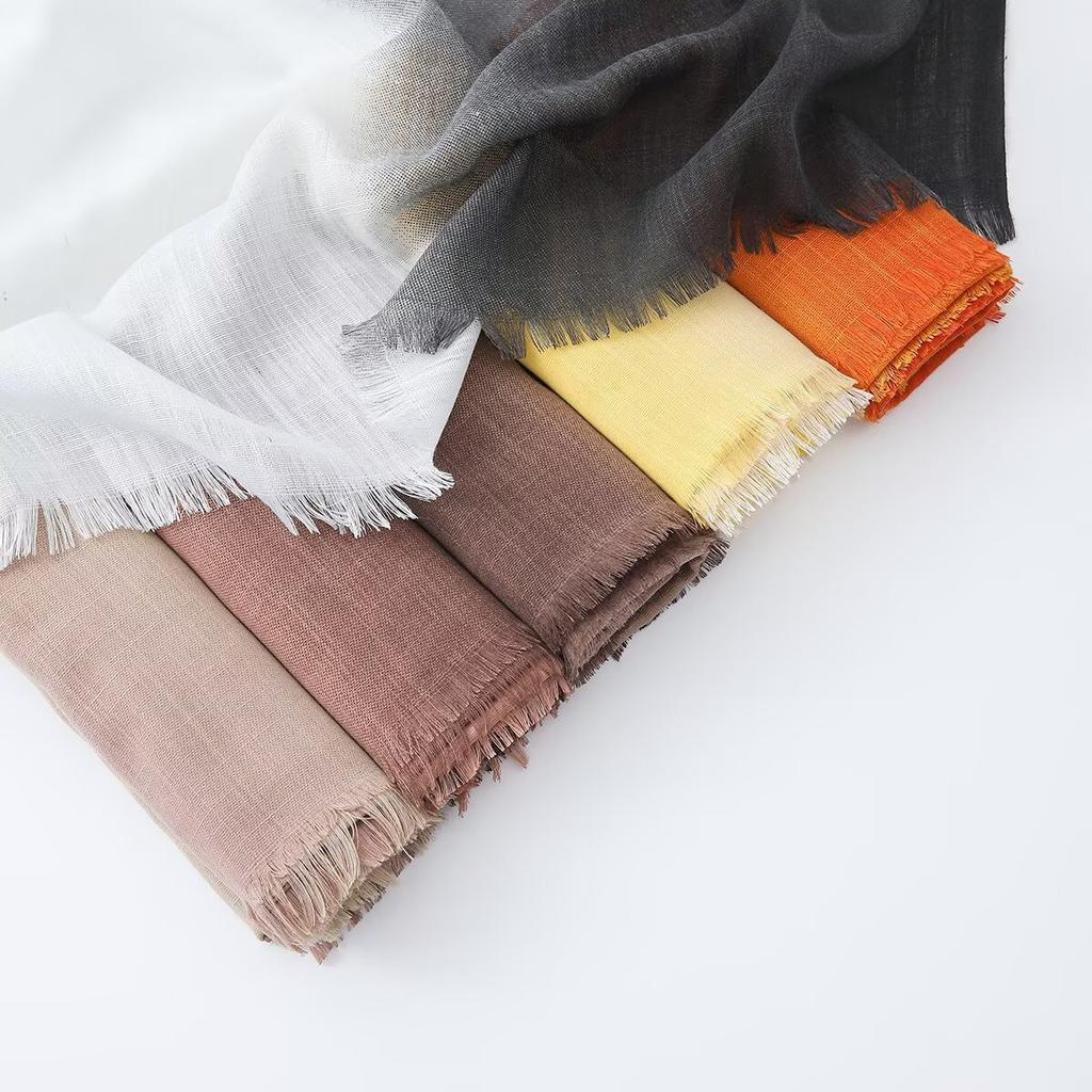 Japanese Off-white Gradual Change Literary Polyester Spring and Summer Thin New Summer Sunscreen Scarf White Shawl Silk Scarf Yarn
