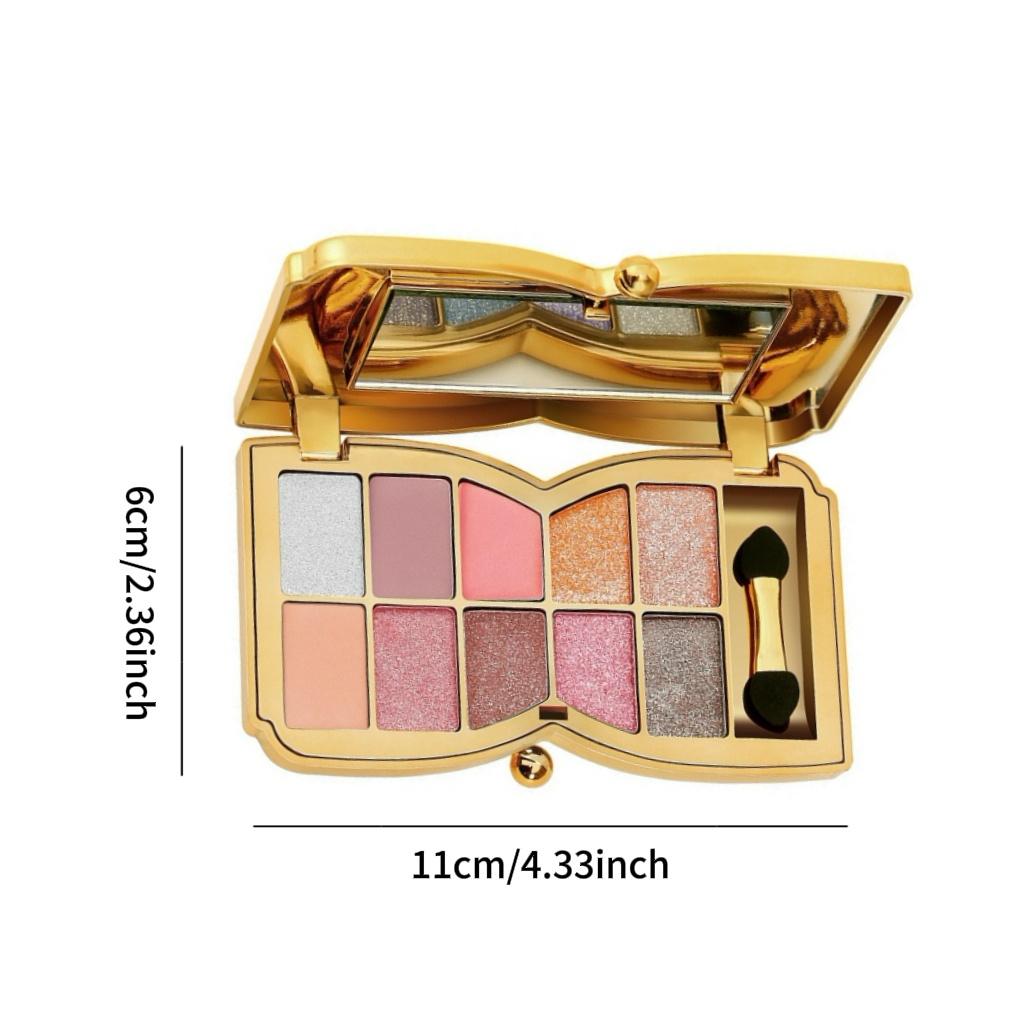 10-color Luxury Shimmer Eyeshadow Palette With Brush And Mirror, Matte And Pearlescent Eyeshadow Palette, Long-lasting And Easy-to-apply Eyeshadow