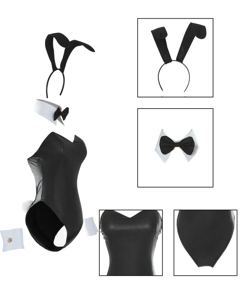 [Vynikající produkt] Roztomilý černý kostým Cosplay Bunny Girl s body, inspirovaný Mai Sakurajimou, ideální pro akce, kostýmové večírky a focení
