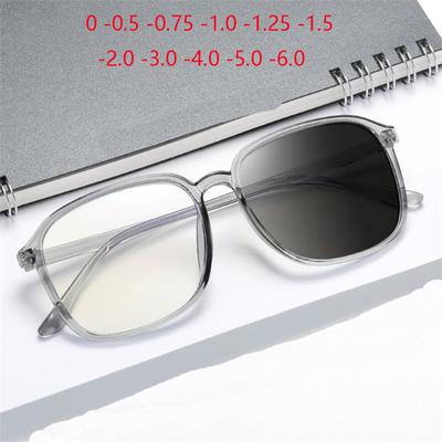 Sonnenbrille Photochrom Quadratisch Korrektionsbrille Damen Herren Ultraleicht PC Übergroß Kurzsichtig Brille 0 -0.5 -0.75 -1.0 Bis -6.0