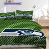 Seattle Seahawks Pattern Bedding Quilt Set Quilt Cover Pillowcase Home Decoration Birthday Gift (1 * Duvet Cover + 2 * Pillowcase, Without Core)