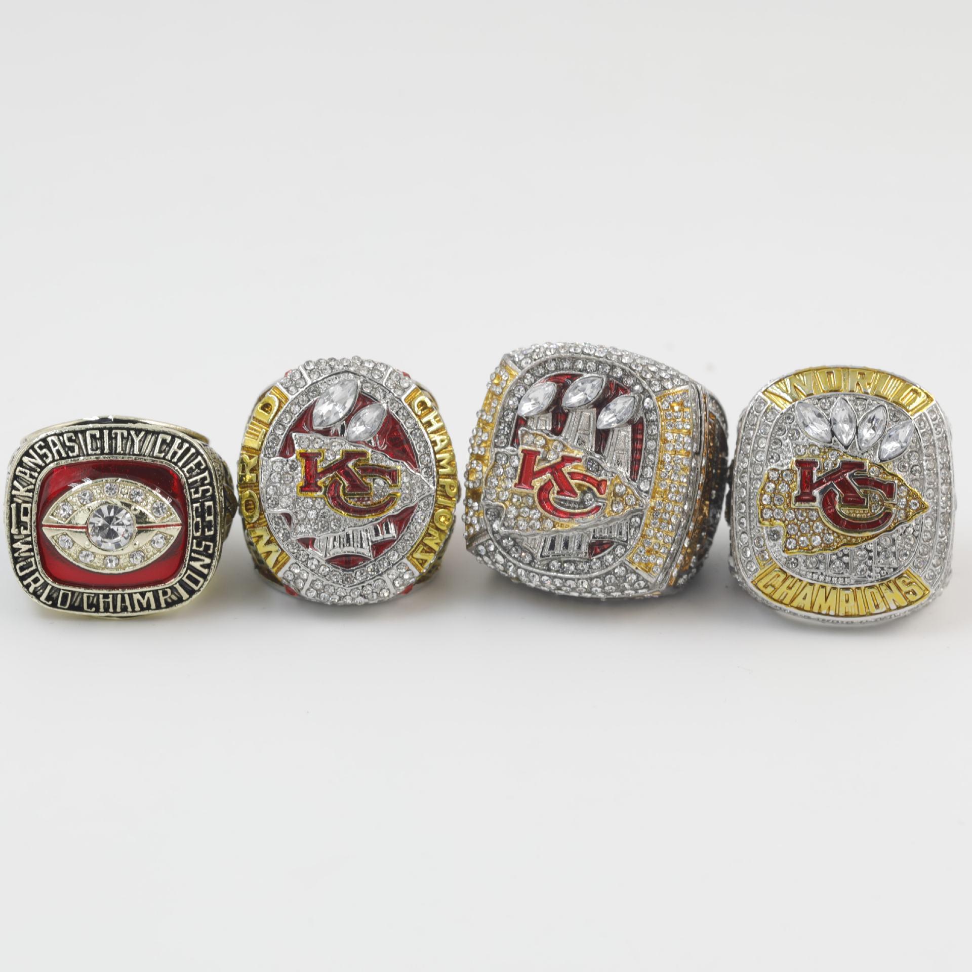 Набор из 4 колец чемпиона Супербоула 2023 года Kansas City Chiefs Size 8
