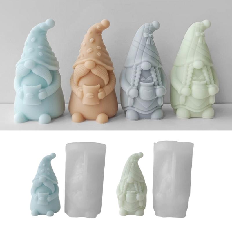 Faceless-Santa Candle Silicone Mold DIY Dwarf Perfume-Stone Candle Making Gypsum-Resin Mold Holiday Gift Home Decoration