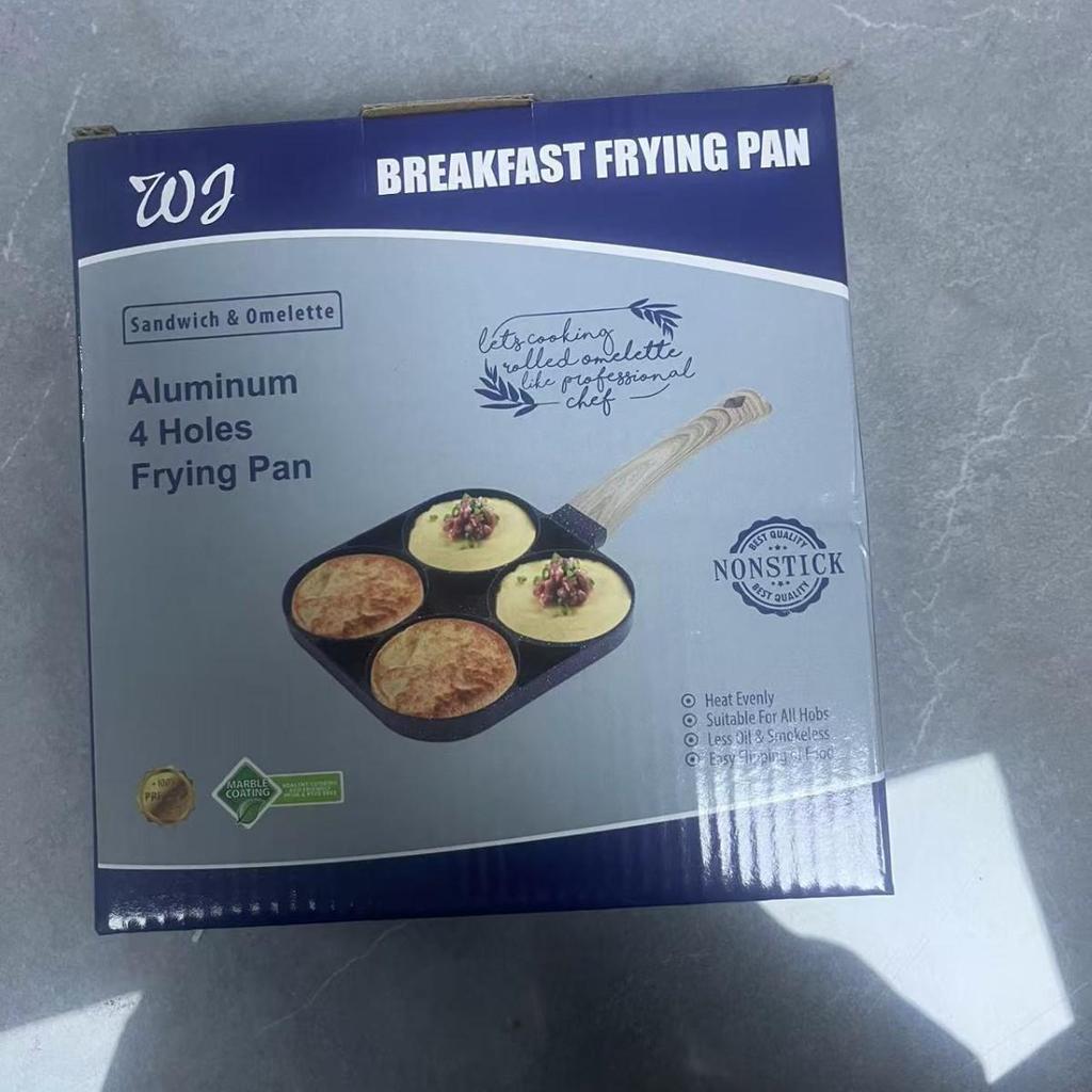 Non-Stick Four-Hole Frying Pan for Burgers, Eggs, and Pancakes