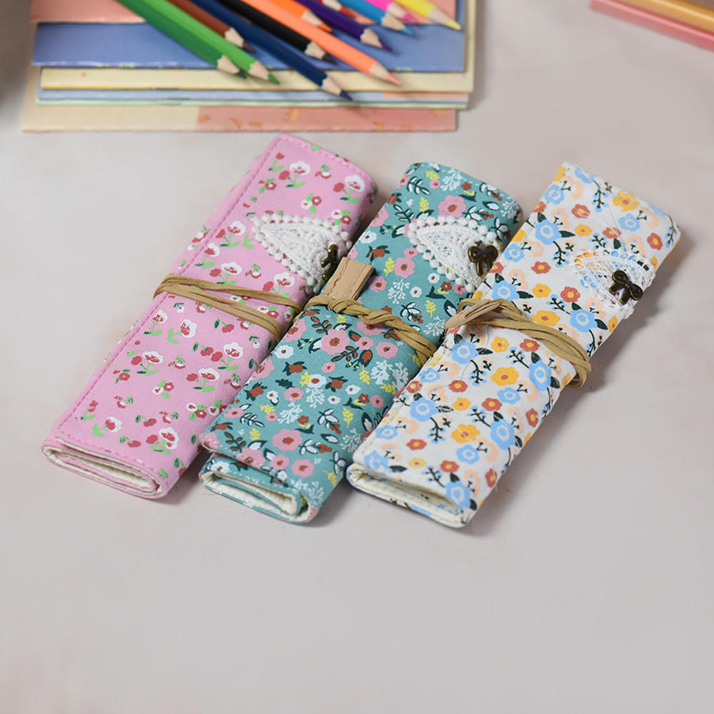 

Холст Макияж Косметические кисти Ручка Сумка Чехол Цветочный узор Канцелярские принадлежности Дети