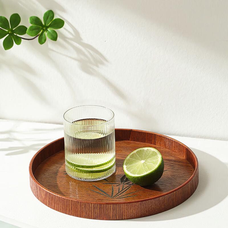 Japanese Style Round Wooden Serving Tray 30cm