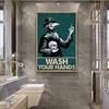 New Creative English Handwashing Slogan Canvas Poster Bathroom Toilet Wall Decoration Drawing Core Inner Frame Hanging Pictures