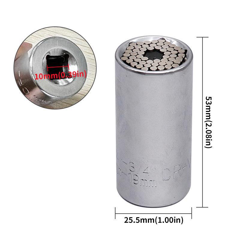 Universal 7-19mm Ratchet Socket with 3/8" Steel Extension Rod, 2-Piece Set