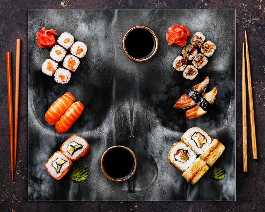 PANEL SZKLANY DO KUCHNI 65x60 Czaszka