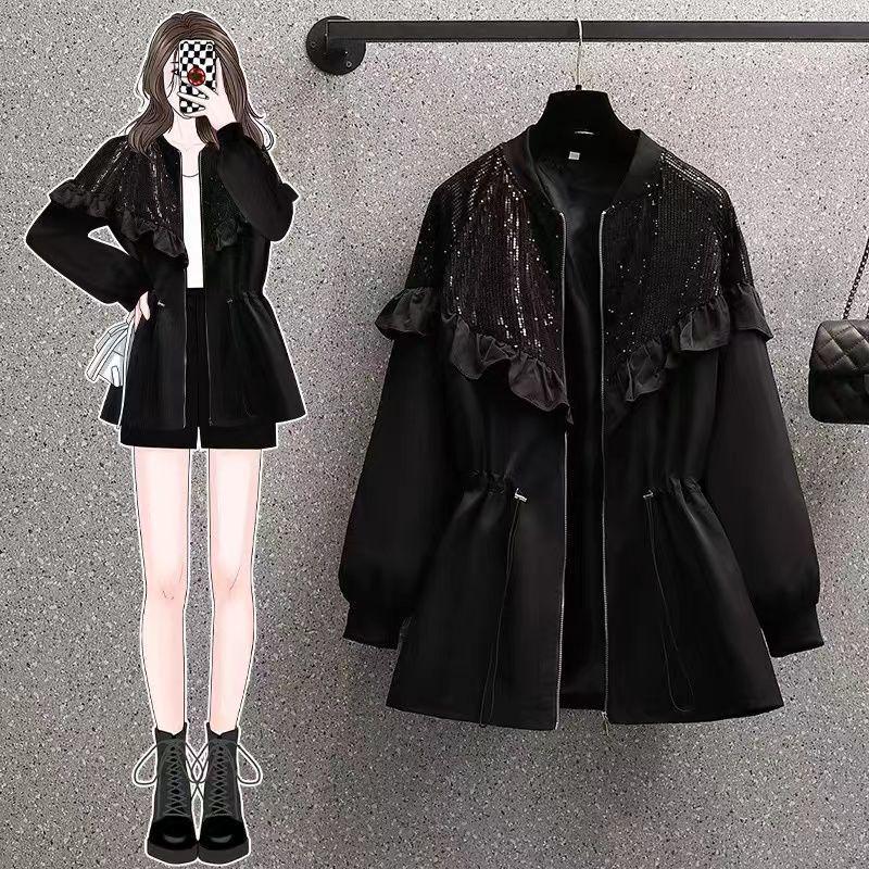2025 Spring Trendy Waist-Hugging Sequin Jacket - Korean Fashion Inspired Hong Kong Style