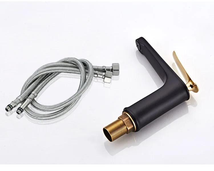 White Brass Basin Faucets Bathroom Waterfall Handle Single Faucet Cold and Hot Water Vessel Sink Mixer Tap Crane Black&Gold