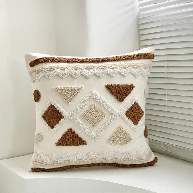 Federa Cuscino Decorativo in Velluto Ricamato 45x45CM Copricuscino Lombare Stampa Bohemien Decorazione Casa