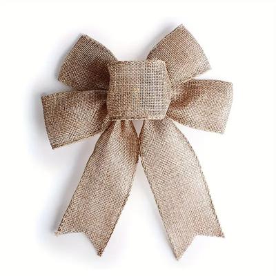 3pcs Rustic Jute Bows Burlap Wreaths Bows Christmas Tree Topper for Wedding Holiday Birthday Party Decoration