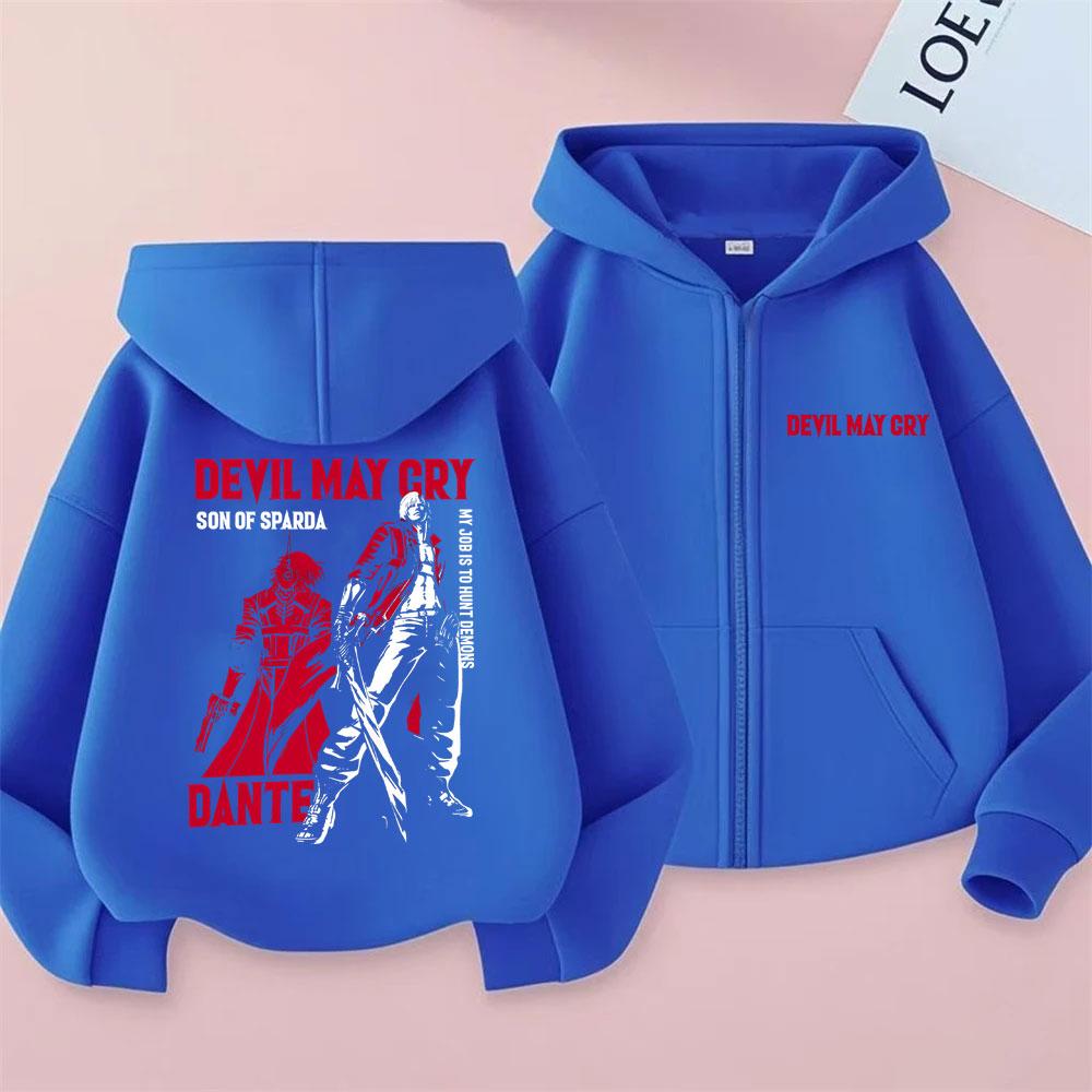 Anime Devil May Cry Son of Sparda Dante Zipper Hoodie Men Women Cartoon Manga Zip Up Jacket Coat Unisex Vintage Casual Hoodies