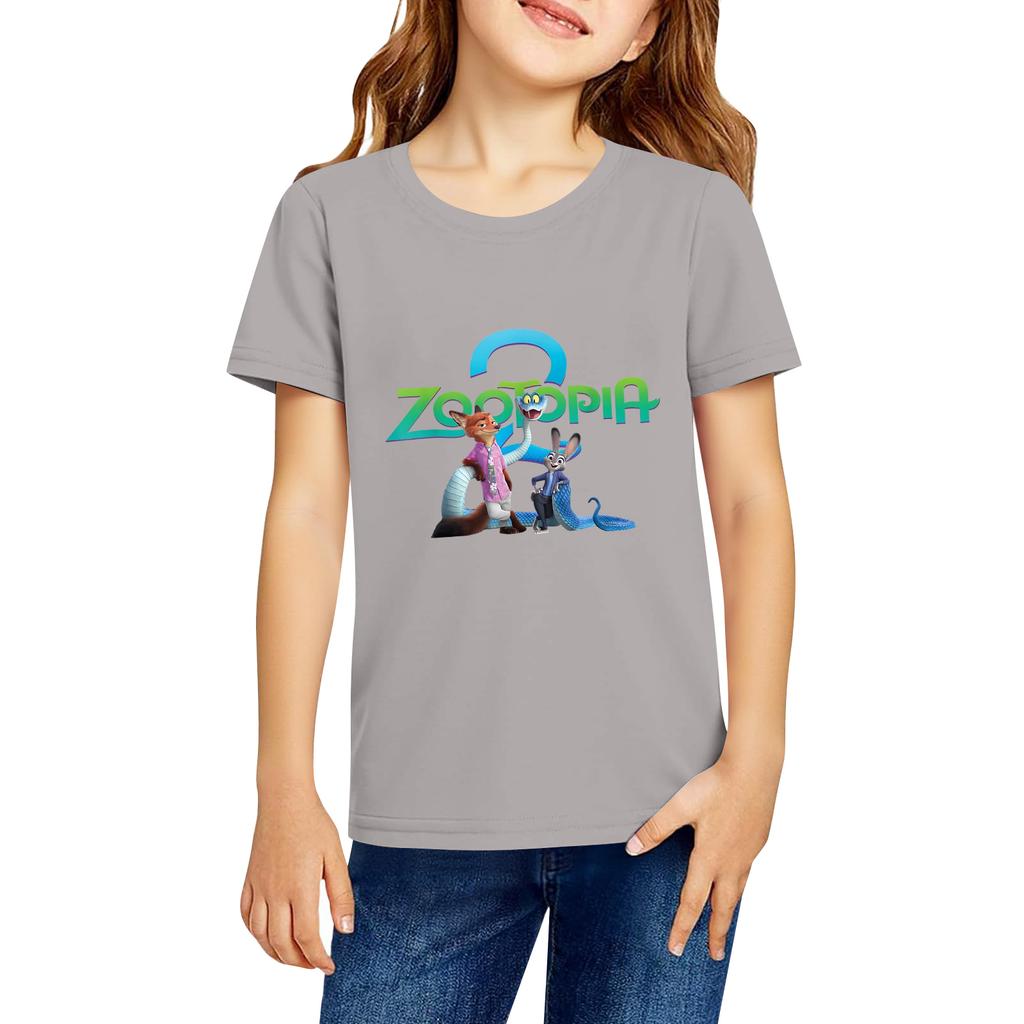 Fashionable Round Neck Short Sleeve Work Clothes Printed Tops For KID Summer Tops