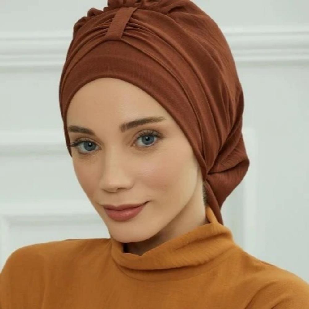 Muslim Instant Turban Pure Color Stretch Inner Hat Hijabs for Caps Ready To Wear Women Head Scarf Under Bonnet