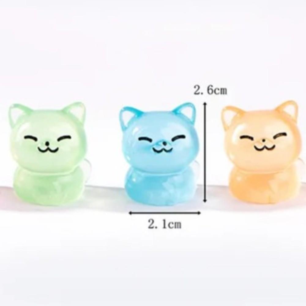 Resin Luminous Cat Figurines Tiny Miniature Lucky Cat Cute Glow Dark Ornaments for DIY Home Decor