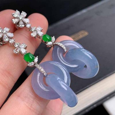 Boucles d'oreilles entrelacées en Calcédoine Naturelle Incrustée Lavande pour femmes Style Chinois Doux Luxe Léger Bijoux de Fiançailles