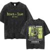 Washed Vintage Anime Attack on Titan Tshirts Eren Jaeger Graphic Tshirt Men Women Manga Retro Oversized Short Sleeve T Shirts
