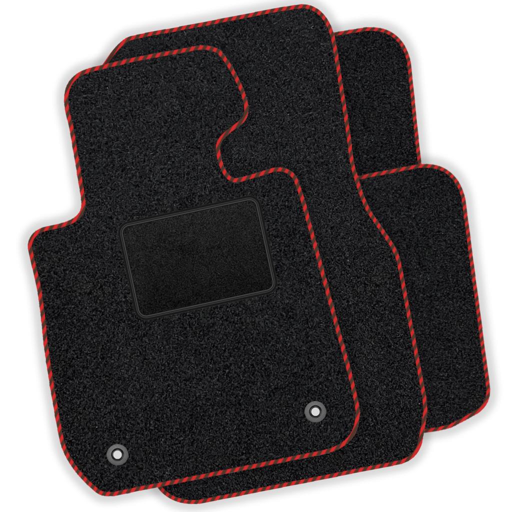 Velour Car Mat Set, Fits: Renault Captur I 2013-2019, Black Trim