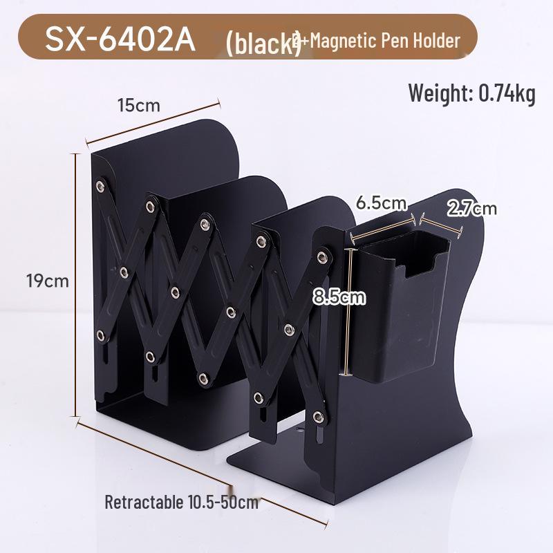 Magnetic Retractable Book Stand with Pen Holder - Desktop Bookcase Divider and Folding Fixer.